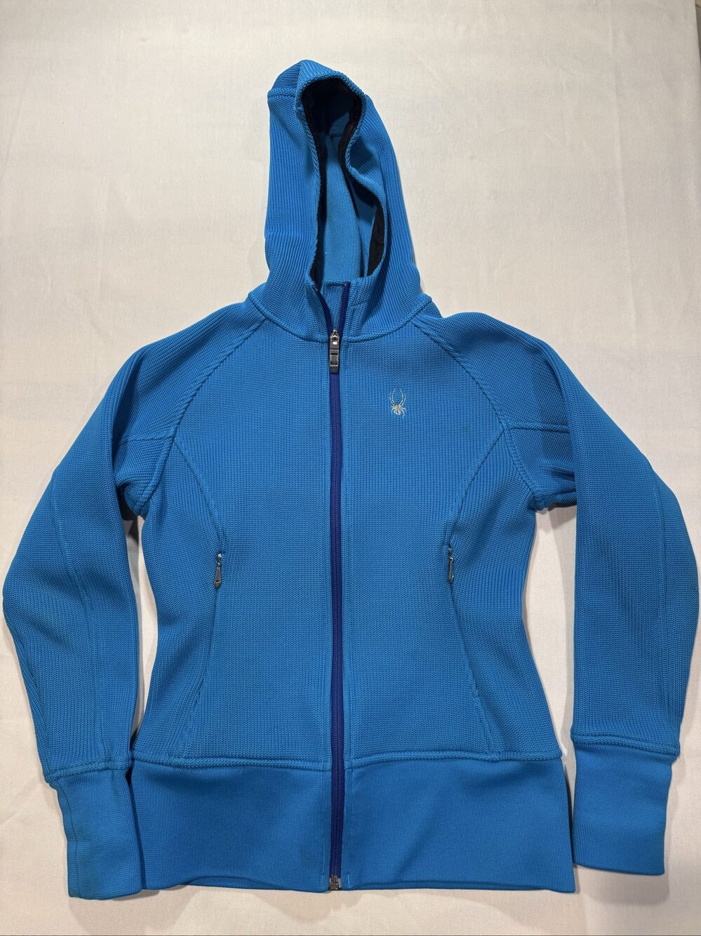 Women’s Spyder Core Sweater Full Zip Hooded Jacket – Blue – Small